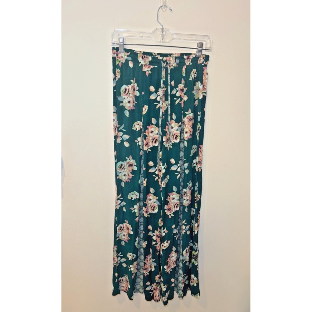 Xhilaration Small Floral‎ Boho Flowy Pants Green